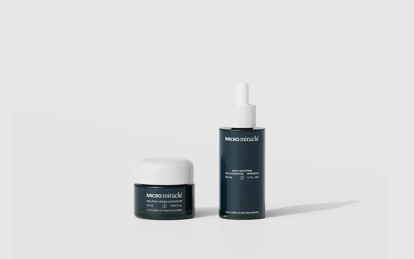 MicroMiracle Meltryx Micro Activator jar and NMN Rejuvenation Ampoule bottle