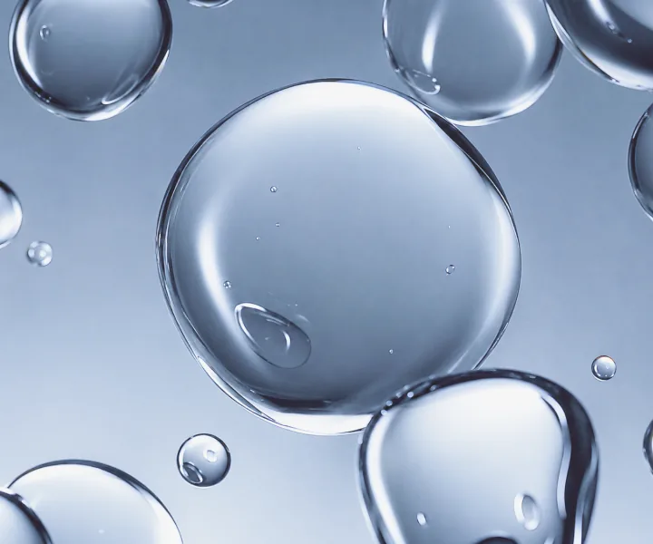 Macro view of clear water droplets