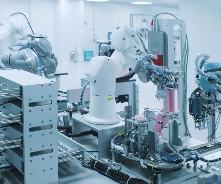 Robotic arms at the Meltryx AI robotics production plant